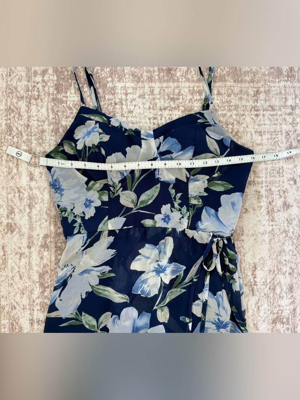 Lily Rose Blue Floral High-Low Wrap Faux Midi Dress Size M - Picture 8 of 10